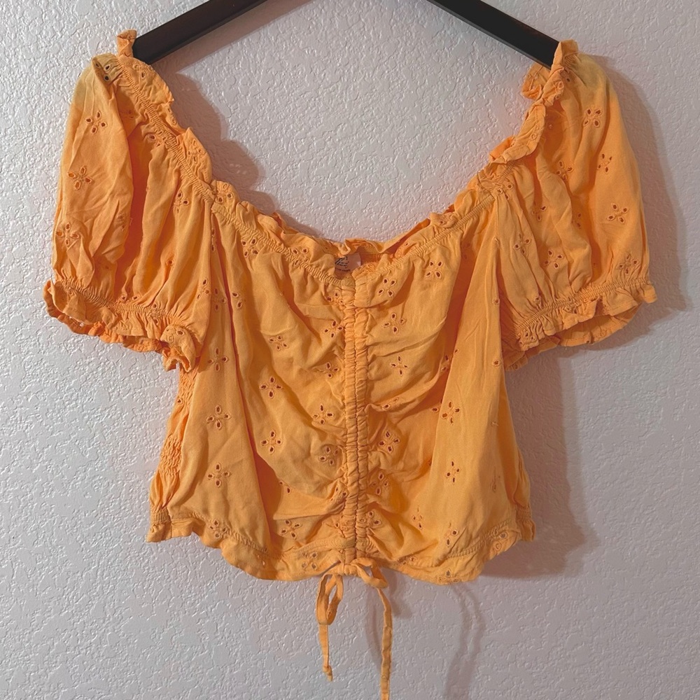 Floral Eyelet Ruffle Peasant Blouse